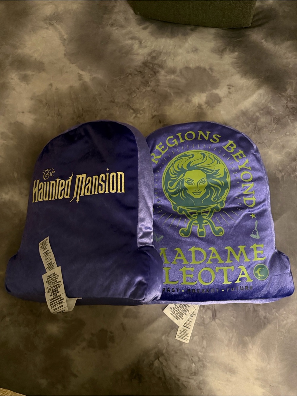 Disney The Haunted Mansion Madame Leota Purple and Lime Green Throw Pillow Pair